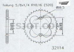 Kettenrad 42Z, mit 530er Teilung f�r YFM700R mit Motorradmotor