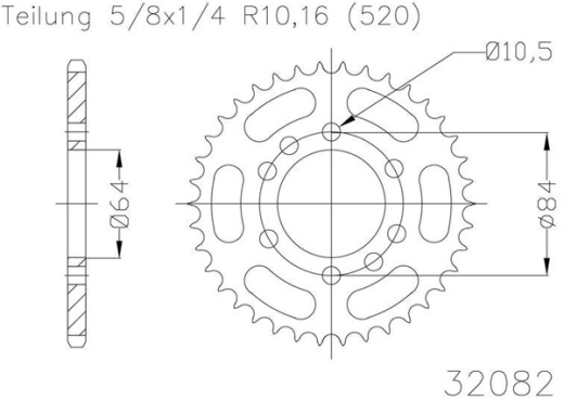 Kettenrad 42Z, 530er Teilung, LTZ400 altes Modell LK 84mm