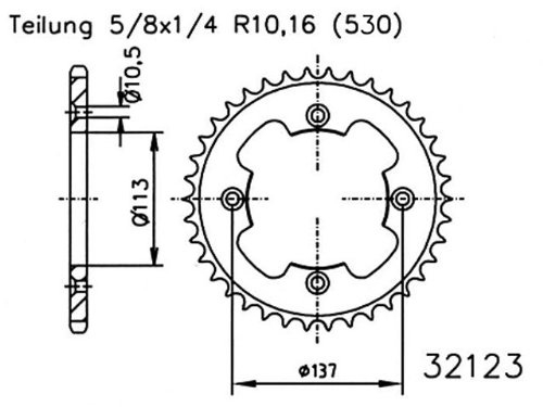 Kettenrad 42Z, mit 530er Teilung f�r LTR450 / LTZ400 ab 09 mit Motorradmotor