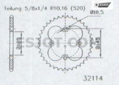 Kettenrad 42Z, mit 530er Teilung f�r YFM700R mit Motorradmotor