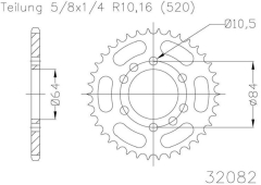 Kettenrad 42Z, 530er Teilung, LTZ400 altes Modell LK 84mm