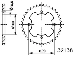 Kettenrad 42Z, mit 530er Teilung f�r SMC 500 mit Motorradmotor